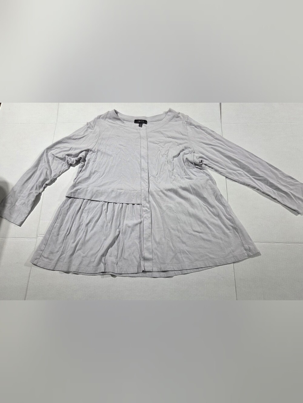 Comfy USA Light Gray Pleated Hem Women's Top
